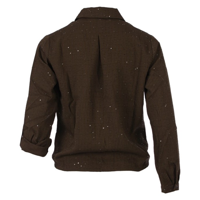 Enjoy Blouse streep glitter Donker bruin